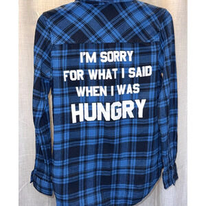 JV Jack Vanek Women’s Sz S Long Sleeve Blue Plaid Graphic Flannel Cotton Shirt